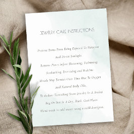 Minimale Elegant Aqua Blue Waterverf Juwelry Care Visitekaartje