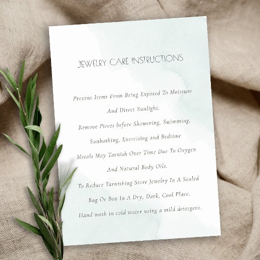 Minimale Elegant Aqua Blue Waterverf Juwelry Care Visitekaartje