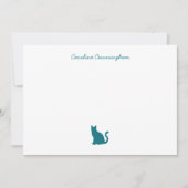 Minimale Elegant Aqua Cat Flat Note-kaart Notitiekaartje (Voorkant)