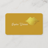 Minimale elegant Beauty Gold Lips Dusty Mustard Visitekaartje (Voorkant)