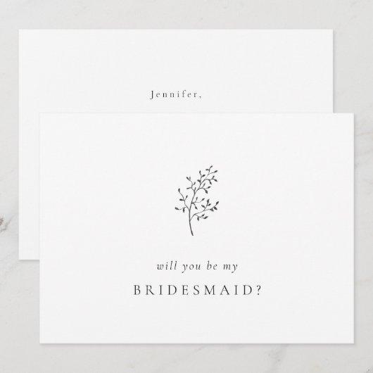 Minimale elegant... ben je mijn Bridesmaid? (Voorkant / Achterkant)