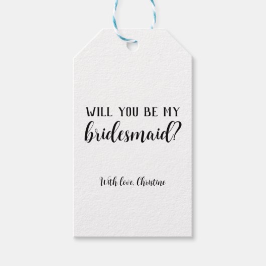 Minimale elegant... ben je mijn Bridesmaid? Cadeaulabel (Voorkant)