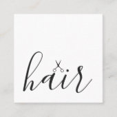 Minimale Elegant Black Scissors White Haarstylist Vierkante Visitekaartje (Voorkant)
