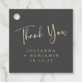 Minimale Elegant Black Script Wedding Persoonlijk Bedankjes Labels (Voorkant)