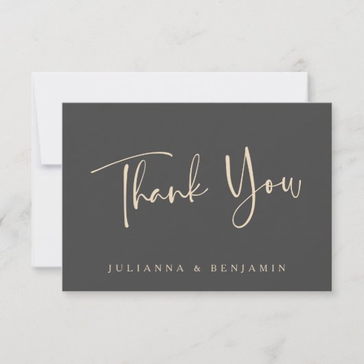 Minimale Elegant Black Script Wedding Persoonlijk Bedankkaart (Voorkant)