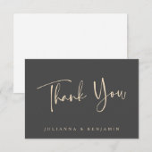 Minimale Elegant Black Script Wedding Persoonlijk Bedankkaart (Voorkant / Achterkant)