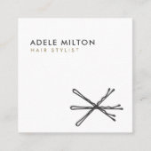 Minimale Elegant Black White Bobby Pins Hair Vierkante Visitekaartje (Voorkant)