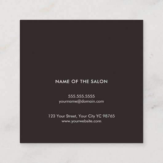 Minimale Elegant Black White Bobby Pins Hair Vierkante Visitekaartje (Achterkant)