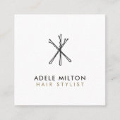 Minimale Elegant Black White Bobby Pins Hair Vierkante Visitekaartje (Voorkant)