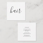 Minimale Elegant Black White Haarstylist Vierkante Visitekaartje (Voorkant / Achterkant)