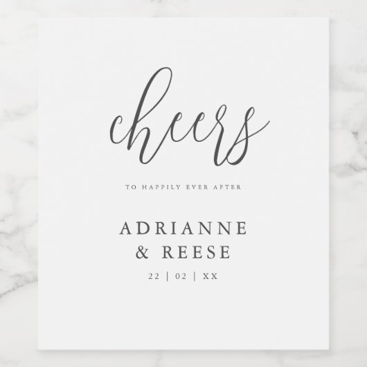 Minimale Elegant Black & White Wedding Wine Labs Wijn Etiket (Enkel label)