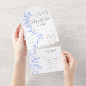 Minimale elegant blauw geschilderd porselein all in one uitnodiging (Afscheurbaar)