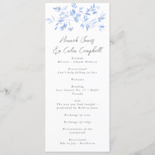 Minimale elegant blauw geschilderd porselein programmakaart