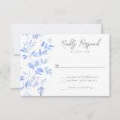 Minimale elegant blauw geschilderd porselein RSVP kaartje (Voorkant)
