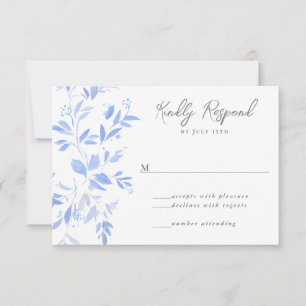 Minimale elegant blauw geschilderd porselein RSVP kaartje