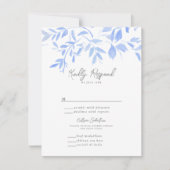 Minimale elegant blauw geschilderd porselein RSVP kaartje (Voorkant)
