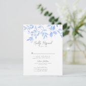 Minimale elegant blauw geschilderd porselein RSVP kaartje (Staand voorkant)