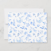 Minimale elegant blauw geschilderd porselein RSVP kaartje (Achterkant)