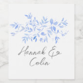 Minimale elegant blauw geschilderd porselein wijn etiket (Enkel label)