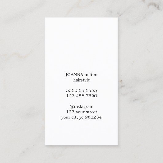 Minimale Elegant Blue Black Scissors Haarstylist Visitekaartje (Achterkant)