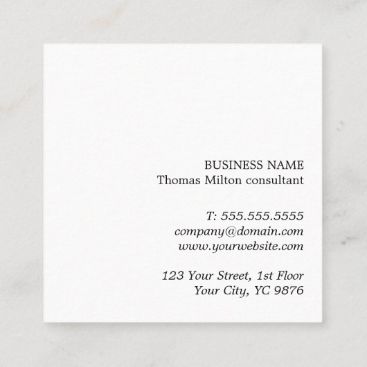 Minimale Elegant Blue Consultant Vierkante Visitekaartje (Achterkant)