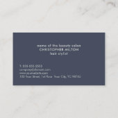 Minimale Elegant Blue Faux Silver Hair Stylist Visitekaartje (Achterkant)