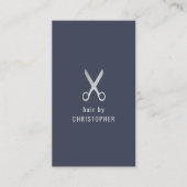 Minimale Elegant Blue Faux Silver Hair Stylist Visitekaartje (Voorkant)