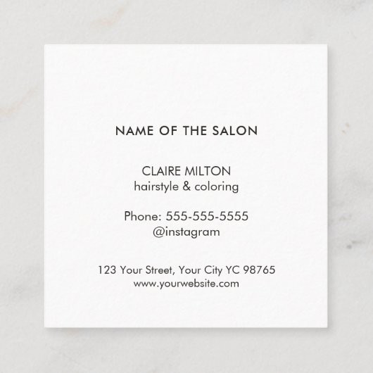 Minimale Elegant Blue Scissors Haarstylist Vierkante Visitekaartje (Achterkant)