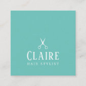 Minimale Elegant Blue Scissors Haarstylist Vierkante Visitekaartje (Voorkant)