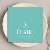 Minimale Elegant Blue Scissors Haarstylist Vierkante Visitekaartje