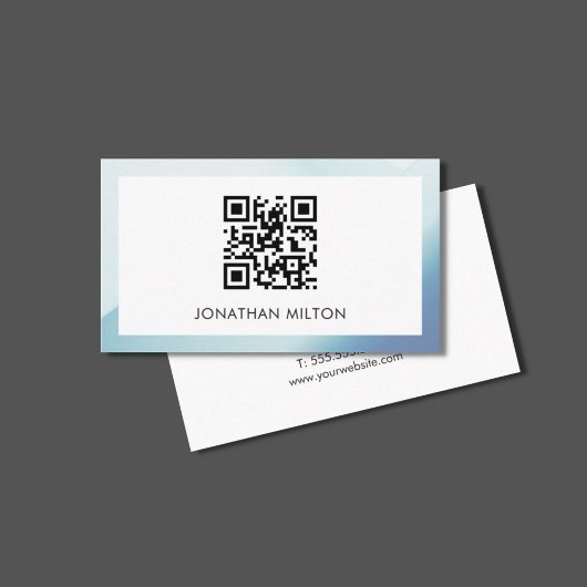 Minimale Elegant Blue White Consultant QR-code Visitekaartje