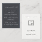 Minimale Elegant Blue White Jewelry Care Visitekaartje (Voorkant / Achterkant)