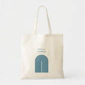Minimale Elegant Boho Blue Arch Line Tote Bag (Voorkant)