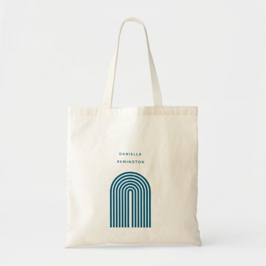Minimale Elegant Boho Blue Arch Line Tote Bag (Voorkant)