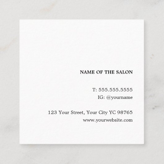 Minimale Elegant Bose Gold Scissors Haarstylist Vierkante Visitekaartje (Achterkant)