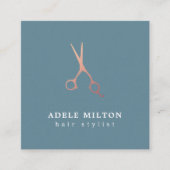 Minimale Elegant Bose Gold Scissors Haarstylist Vierkante Visitekaartje (Voorkant)