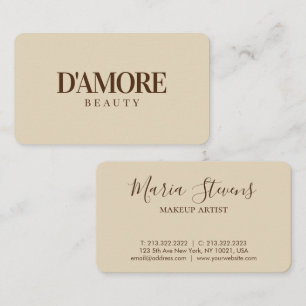 Minimale Elegant Brown Beige Typografie Visitekaartje