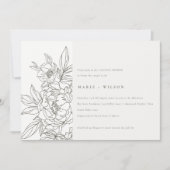 Minimale Elegant Brown Floral Sketch Couples Showe Kaart (Voorkant)