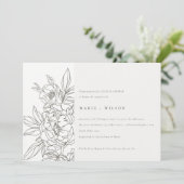Minimale Elegant Brown Floral Sketch Couples Showe Kaart (Staand voorkant)