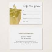 Minimale Elegant Clean Gold GiftBox Cerificate Visitekaartjes (Voorkant /achterkant)