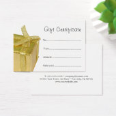 Minimale Elegant Clean Gold GiftBox Cerificate Visitekaartjes (Bureau)