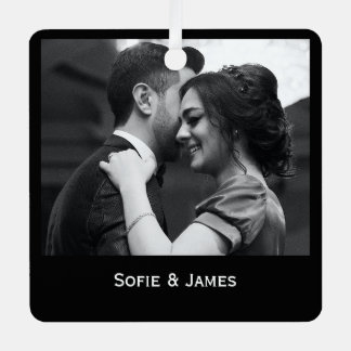 Minimale Elegant Couple Foto Metalen Ornament