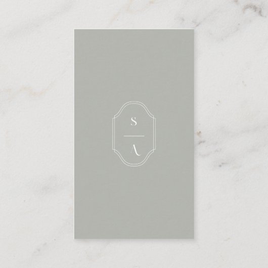 Minimale Elegant Custom Monogram Crest Moss Grey Visitekaartje (Achterkant)