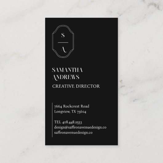 Minimale Elegant Custom Monogram Crest Photo Lijst Visitekaartje (Achterkant)