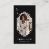 Minimale Elegant Custom Monogram Crest Photo Lijst Visitekaartje (Voorkant)