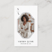 Minimale Elegant Custom Monogram Crest Photo Lijst Visitekaartje (Voorkant)