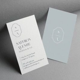 Minimale Elegant Custom Monogram Dusty Blue Grey Visitekaartje
