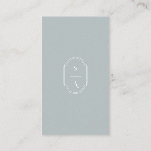 Minimale Elegant Custom Monogram Dusty Blue Grey Visitekaartje (Achterkant)