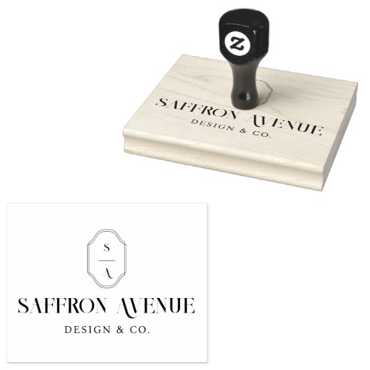 Minimale Elegant Custom Name & Monogram Logo Crest Rubberstempel (Gestempeld)