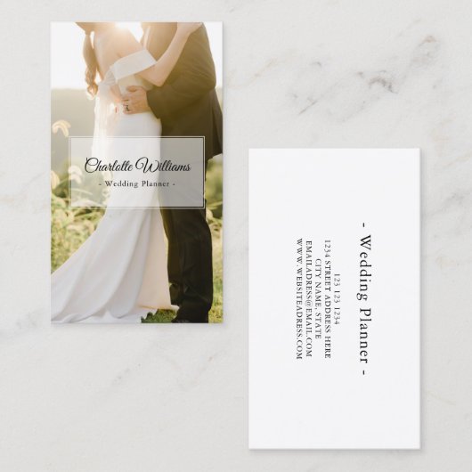 Minimale Elegant Custom Photoding Planner Visitekaartje (Voorkant / Achterkant)